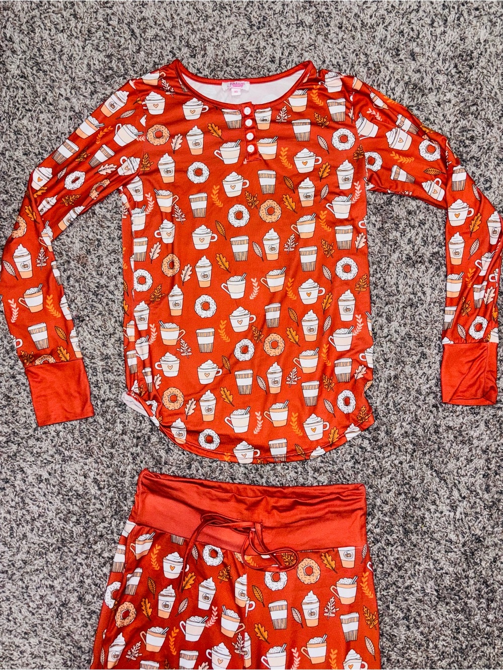 Jordan Red Coffee & Donut Print Kids Pajama Set
